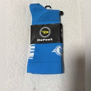 NEW Defeet cycling socks People For Bikes print Size Large unisex Blue